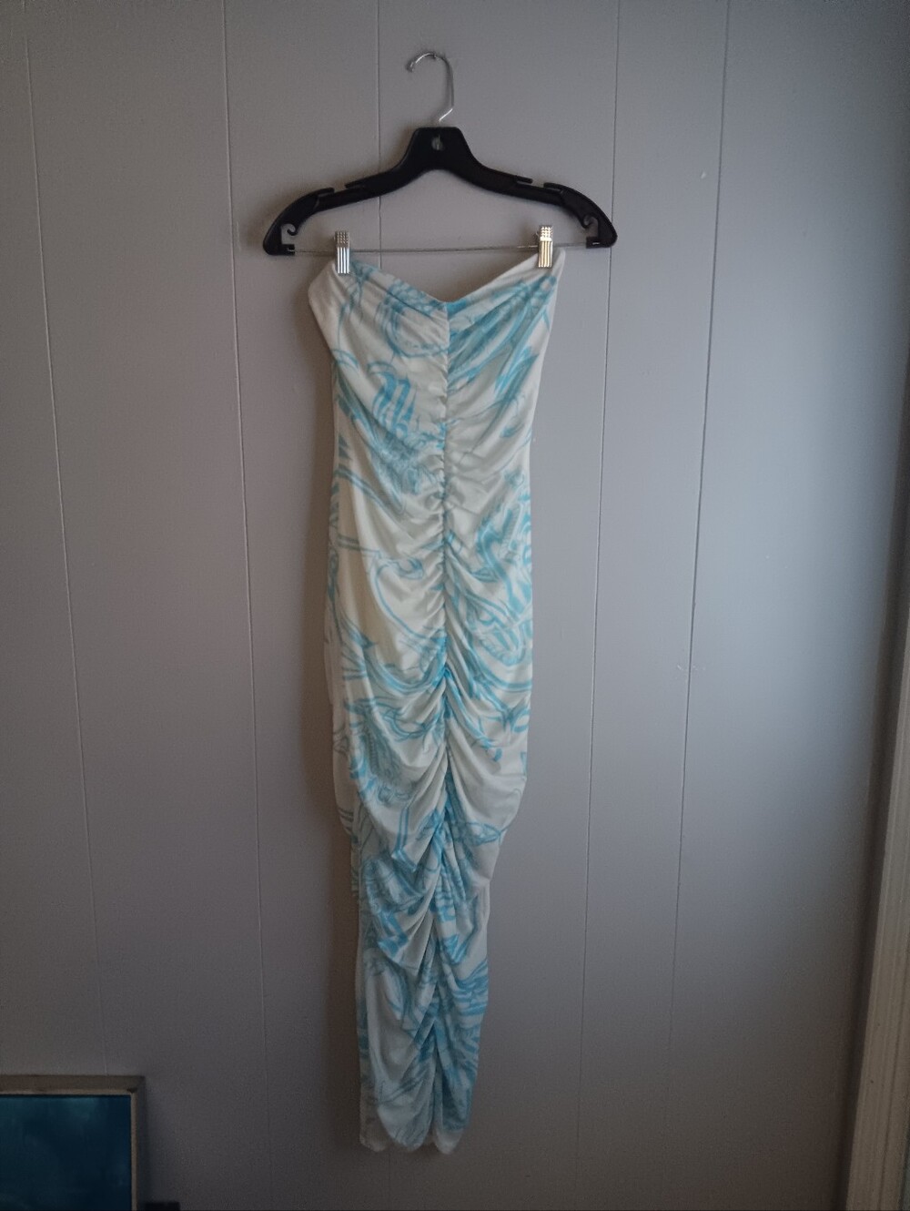Miaou Ivory Maxi Dresswith Light Blue Marble Print Size M